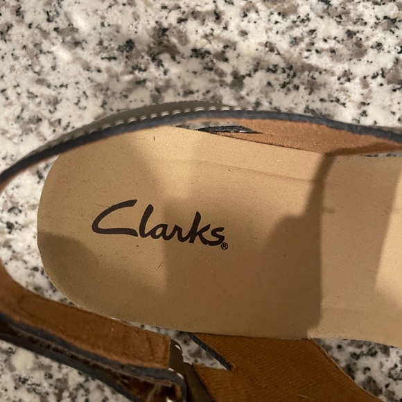 Clarks Bronze Wedge Sandals - Picture 2 of 11
